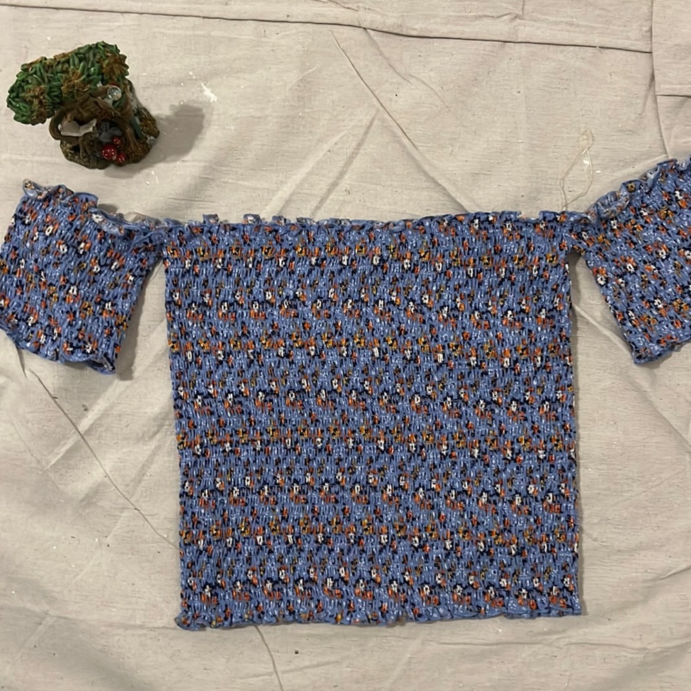 Flower Off Shoulder Crop Top